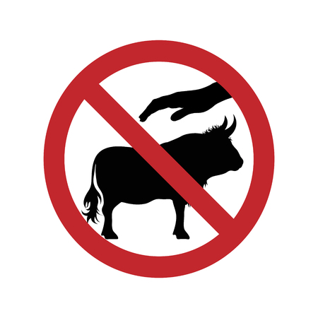 Ban on touching bull on white background.のイラスト素材