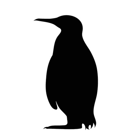 Vector silhouette of penguin on white background.のイラスト素材