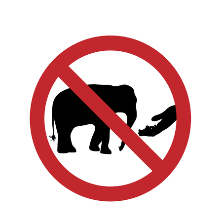 Do not feed the elephant ban mark on a white background.のイラスト素材