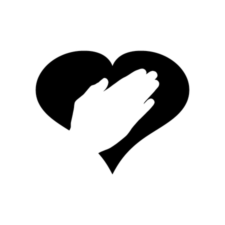Illustration of heart care icon. Vector silhouette on white background. Symbol of healthy.のイラスト素材