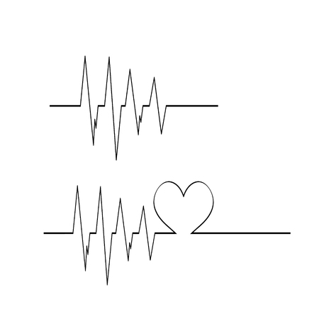 Vector illustration of pulse on white background. Symbol of healthy and hospital. Cardiology rhythm.のイラスト素材