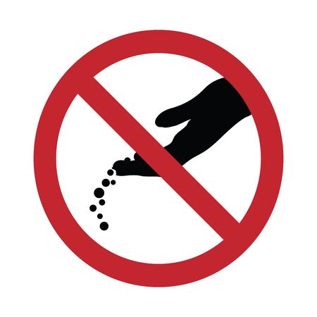 Vector silhouette prohibition feeding ban mark on white background. Symbol of danger,warning,stop,rules,food.のイラスト素材