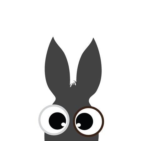 Vector illustration of donkey on white background. Symbol of animal, pet, farm, ears, eyes, curiousのイラスト素材