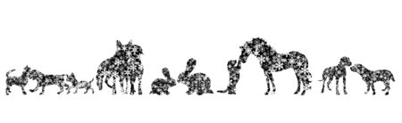 Collection of vector illustration different snowy animals. Symbol of winter and flakes.の写真素材