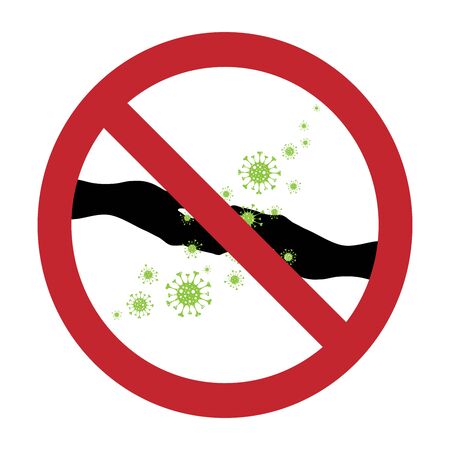 Vector silhouette of do not virus and bacteria on white background. Symbol of healthy and sick. Danger of coronavirus.のイラスト素材