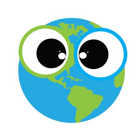 Vector illustration of world on white background. Symbol of green planet.のイラスト素材