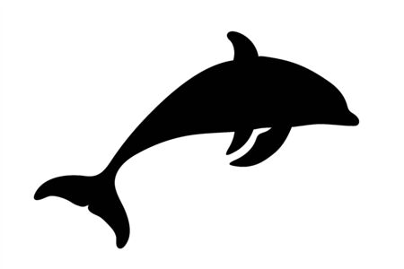 Vector silhouette of dolphin on white background. Symbol of ocean animal.のイラスト素材
