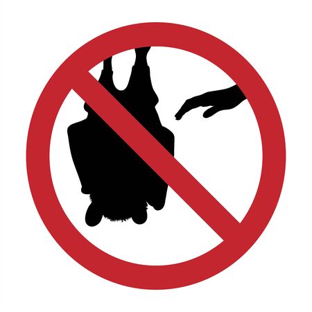 Vector silhouette of do not touch bat mark on white background. Symbol of prohibition.のイラスト素材