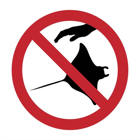 Vector silhouette of do not touch manta mark on white background. Symbol of prohibition.のイラスト素材