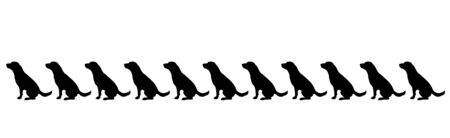 Vector silhouette of collection of dog on white background. Symbol of pet.のイラスト素材