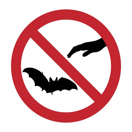 Vector silhouette of do not touch bat mark on white background. Symbol of prohibition.のイラスト素材