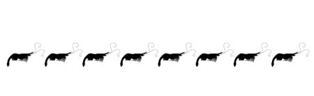 Vector silhouette of collection of shrimp on white background. Symbol of ocean animals.のイラスト素材