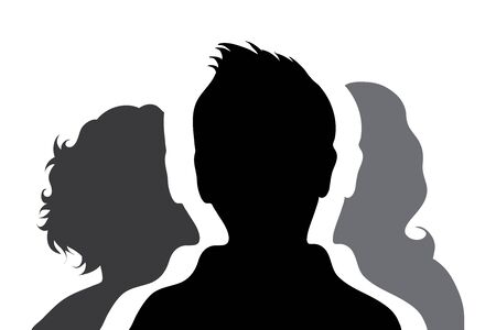 Vector silhouette of group of children. Symbol of infant.のイラスト素材