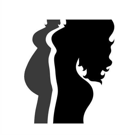 Vector silhouette of fat and slim woman. Symbol of body.のイラスト素材