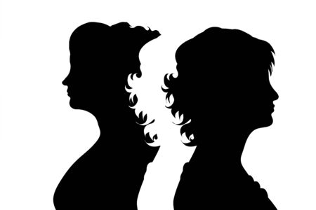 Vector silhouette of couple. Symbol of adult woman.のイラスト素材