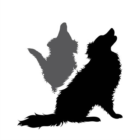 Vector silhouette of couple of dogs. Symbol of pet.のイラスト素材