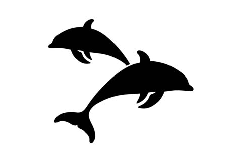 Vector silhouette of couple of jumping dolphins on white background. Symbol of ocean animal.のイラスト素材