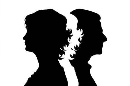 Vector silhouette of couple. Symbol of man and woman.のイラスト素材