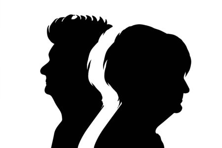 Vector silhouette of couple. Symbol of senior woman.のイラスト素材