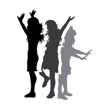 Vector silhouette of group of girls. Symbol of children.のイラスト素材
