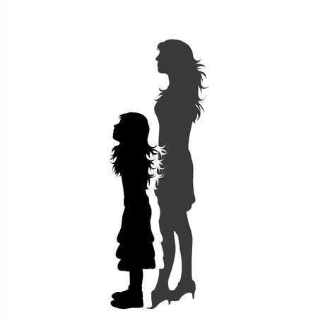 Vector silhouette of family. Symbol of mother and daughter.のイラスト素材