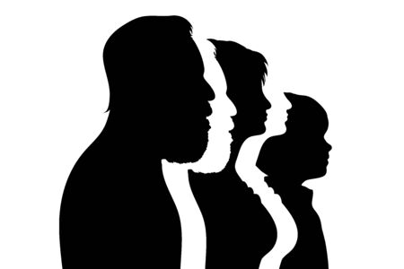 Vector silhouette of family. Symbol of people.のイラスト素材