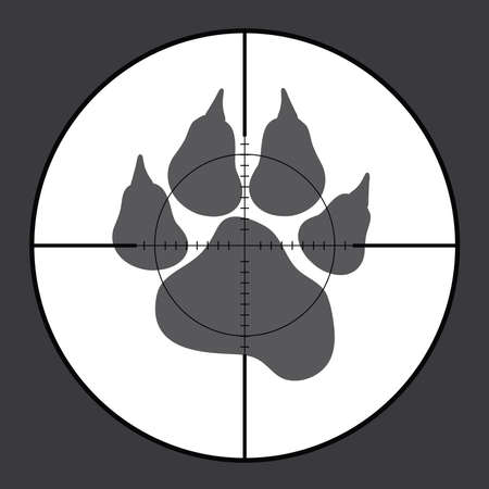 Vector silhouette of sign animal in rifle sight while hunting. The hunter watches his victim.のイラスト素材