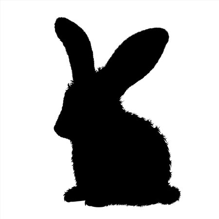 Vector silhouette of rabbit on white background. Symbol of forest animal and hare.のイラスト素材