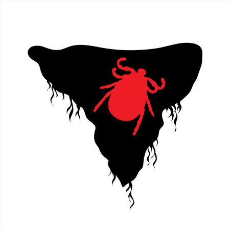 Vector silhouette of piece of land with tick on white background. Symbol of nature and planet.のイラスト素材