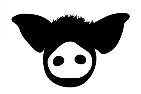 Vector silhouette of pig on white background. Symbol of farm animal.のイラスト素材