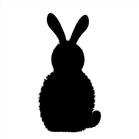 Vector silhouette of rabbit on white background. Symbol of forest animal and hare.のイラスト素材