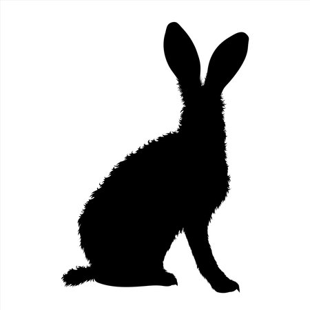 Vector silhouette of rabbit on white background. Symbol of forest animal and hare.のイラスト素材