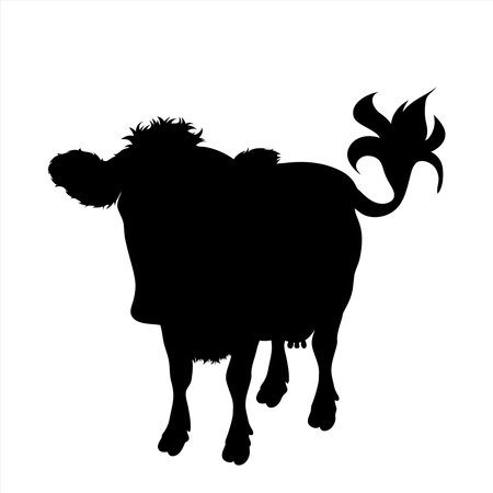 Vector silhouette of cow on white background. Symbol of farm animal.のイラスト素材