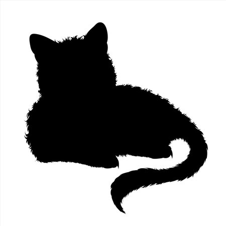 Vector silhouette of cat on white background. Symbol of home animal and pet.のイラスト素材