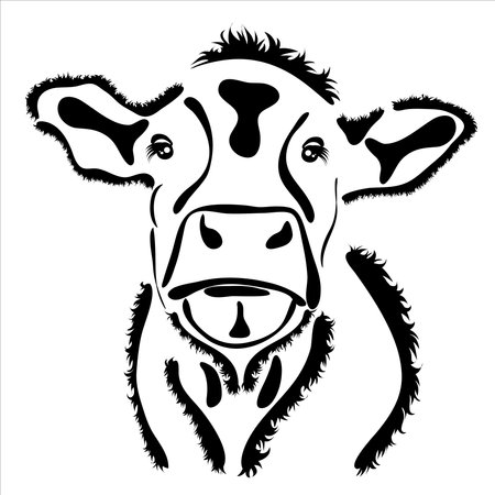 Vector illustration of cow. Symbol of farm animal and breeding.のイラスト素材