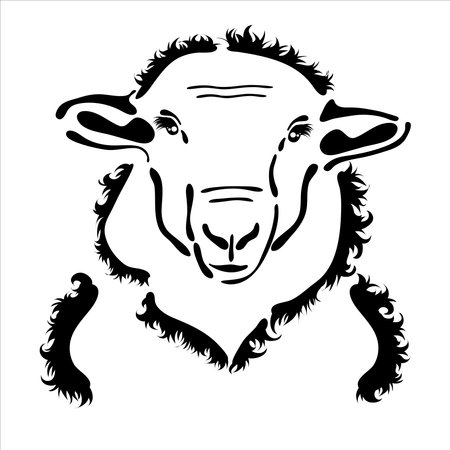 Vector illustration of sheep. Symbol of farm animal and breeding.のイラスト素材