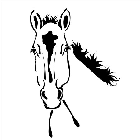 Vector illustration of horse. Symbol of farm animal and breeding.のイラスト素材