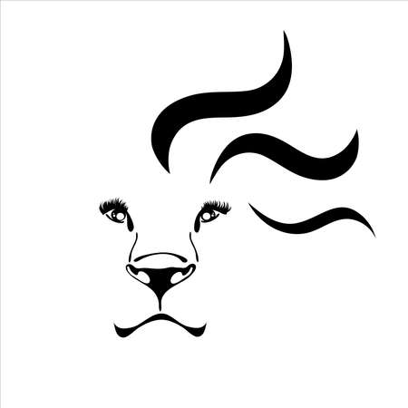 Vector illustration of lion. Symbol of wild animal and safari.のイラスト素材