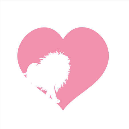Vector illustration of heart with lion. Symbol of wild animal and love.のイラスト素材