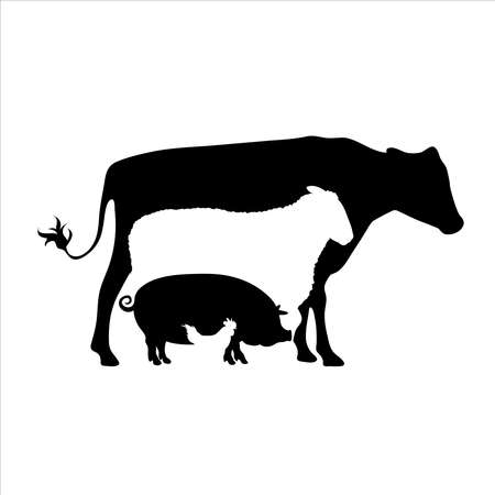 Vector illustration of set of farm animals. Symbol of breeding.のイラスト素材