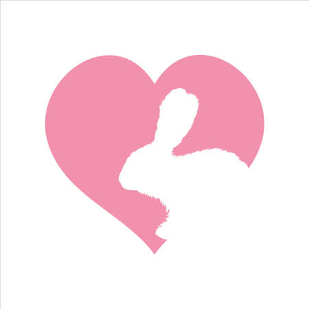 Vector illustration of heart with rabbit. Symbol of farm animal and love.のイラスト素材