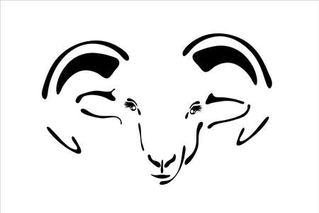 Vector illustration of ram. Symbol of farm animal and breeding.のイラスト素材