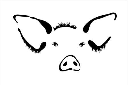 Vector illustration of pig. Symbol of farm animal and breeding.のイラスト素材