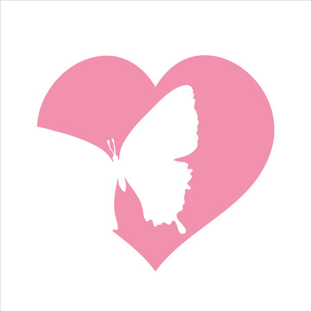 Vector illustration of heart with butterfly. Symbol of insect and love.のイラスト素材