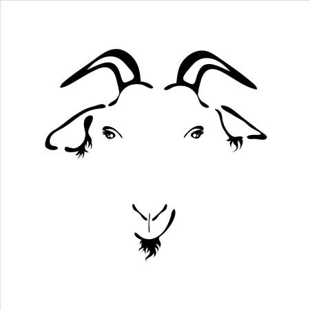 Vector illustration of goat. Symbol of farm animal and breeding.のイラスト素材
