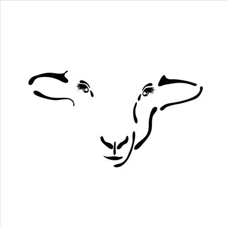 Vector illustration of sheep. Symbol of farm animal and breeding.のイラスト素材