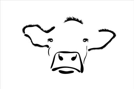 Vector illustration of cow. Symbol of farm animal and breeding.のイラスト素材