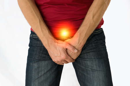 Man with incontinence, prostate, infection problem.の写真素材