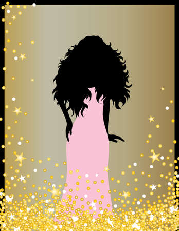 Vector illustration of invitation card with woman clothes in evening dress. Symbol of model and fashion.のイラスト素材