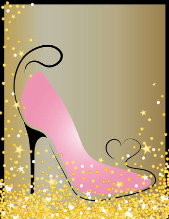 Vector illustration of invitation card with high heel shoes. Symbol of model and fashion.のイラスト素材
